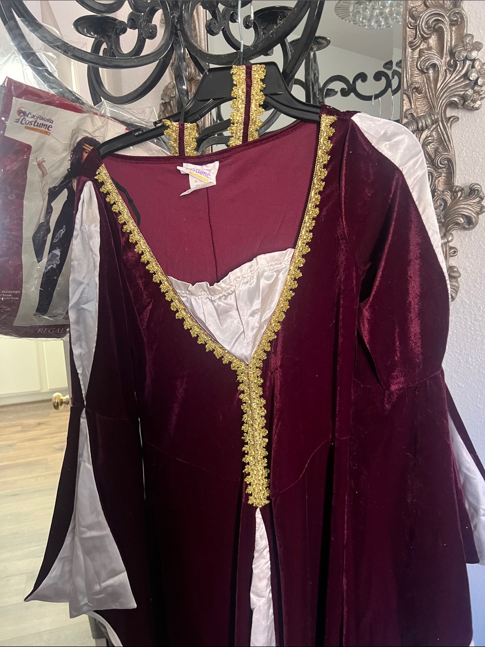Velvet Burgundy Robe with Gold Trim by